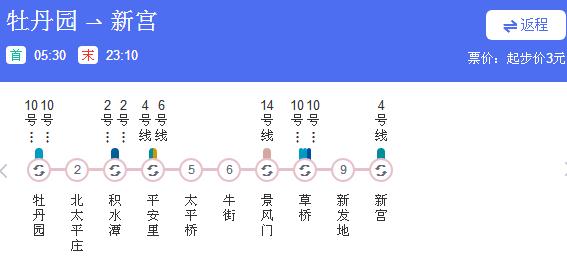 北京地铁19号线首末班车时间表