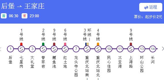 重庆地铁10号线首末班车时间表