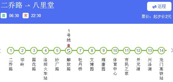 洛阳地铁2号线首末班车时间表